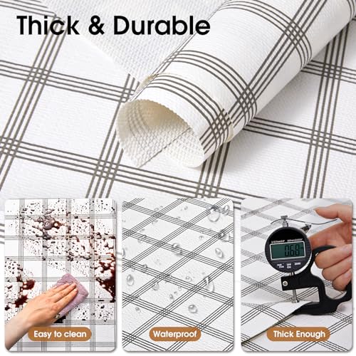 Beautysaid Shelf and Drawer Liner for Kitchen Cabinet, Non Adhesive Non Slip Shelf Paper Waterproof Washable Thickened for Dresser Pantry Shelve Bathroom Protector Liner(Plaid,12 in x 10 FT) - color: White and Grey, size: 12"W x 118"L
