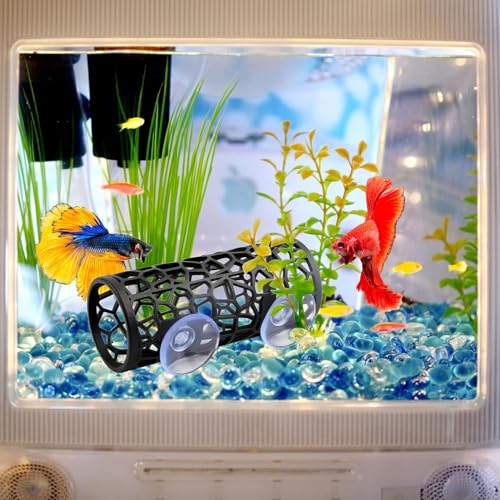Betta Fish Tunnel, Betta Sleeping Tube Hollow Design for Small Fish & Shrimp, Betta Hammock Fish Decorations Toys for Betta Guppies Resting, Aquarium Decorations - color: Black
