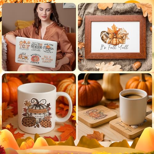 Fall UV DTF Stickers - 20 Sheets Vintage Autumn UV DTF Cup Wraps for 16 OZ Glass Mugs, Pumpkin Bow Football Rustic UVDTF Stickers, Rub on Transfer Decals for DIY Water Bottles Crafts - style: Vintage Fall