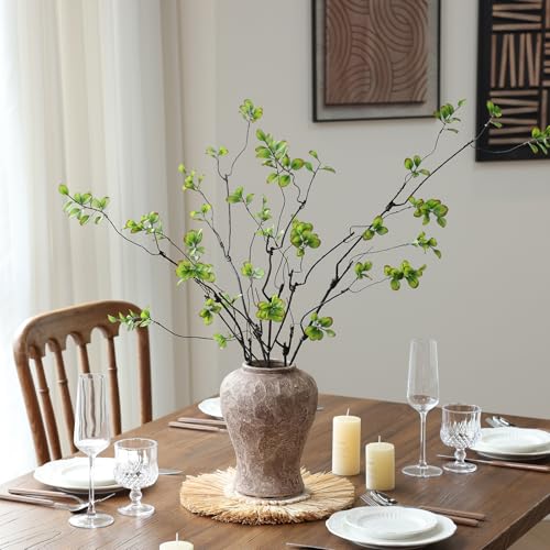 mizii 5pcs Artificial Greenery Stems 38in Realistic Faux Ficus Branches Long Stem with Green Leaves Fake Plants Eucalyptus Stems Greenery Decoration for Vase Table Room Home Indoor Decor (Green) - color: Green