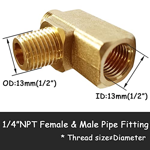 Uenede 2PCS Brass Tee Pipe Fitting 1/4" NPT Male to 1/4" NPT Male to 1/4" NPT Female for Water/Oil/Gas - style: Male x Male x Female