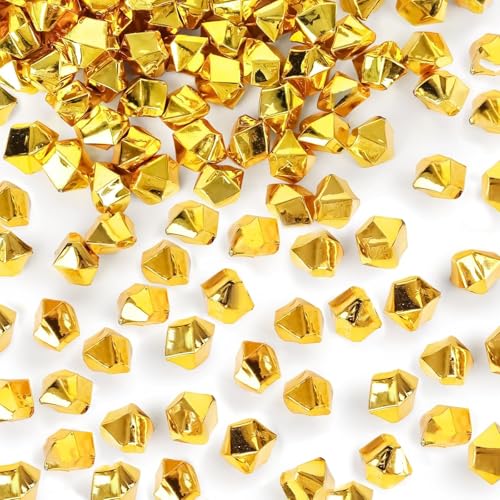 DomeStar 550PCS Gold Vase Fillers, Acrylic Fake Crushed Ice Fake Rocks Gold Nuggets Gems Plastic Diamonds for Vase Fillers Centerpiece Table Scatter Photography Props Display Decoration（0.4‘’ x 0.6‘’） - color: Gold
