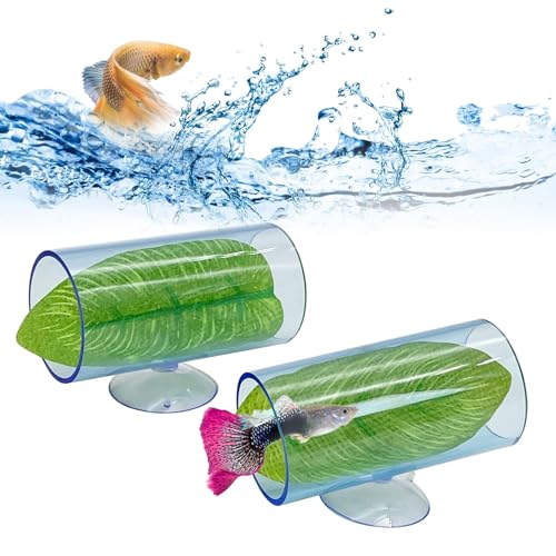 Hamiledyi 2 Pcs Betta Fish Acrylic Tube Tunnel Betta Fish Toys Betta Fish Tunnel Aquarium Hideouts for Rest Play Transparent Design for Better Observation of Betta Fish Tank Decorations (Light Blue)