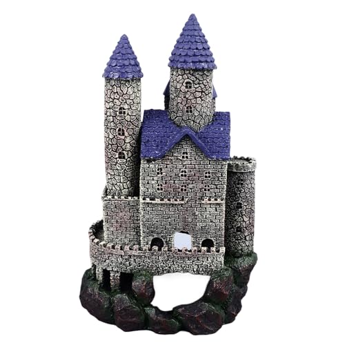 Aquarium Castle Decoration, Resin Aquarium Castle Decoration, Simulated Resin Hideout Cave Fish Tank House Ornament for Freshwater Saltwater