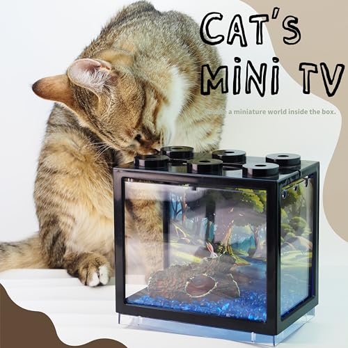Small Betta Fish Tank, Mini Sea Monkey Tank Aquarium Kit with Gravel & Background Resin Decor, 0.6 Gallon Stackable Tabletop Fish Bowl Accessories for Shrimp Seaweed Ball - color: Black