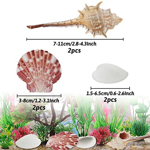 Aquarium Plants with Natural Decorations Shells, 15pcs Fish Tank Decoration Colorful Artificial Fish Tank Decor Plants Aquarium Decorations for Household and Office Aquarium Simulation