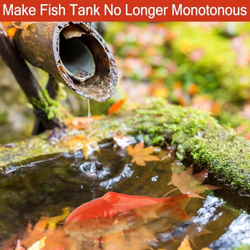 Ceramic Floating Fish Set, 2Pack Realistic Goldfish & Koi Figurines for Aquariums, Tea Pet Adornments, Fairy Garden Accents, and Pond or Desktop Decorations.
