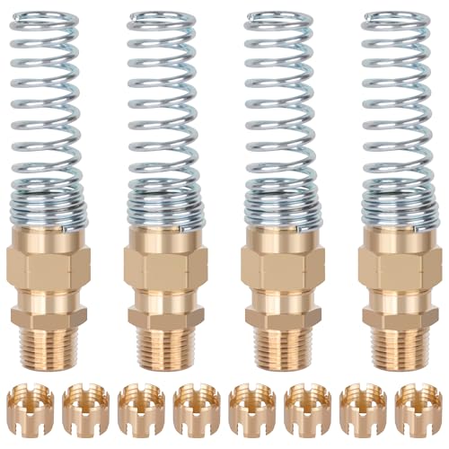 3/8” Hose x 1/2” Male Connector with Spring Guard, 4 Pack Brass DOT Air Brake Hose End Fitting with 8 Pack 3/8”Sleeve Tube - size: 3/8" Hose x 1/2" Male, style: 4pcs Connector with Spring Guard