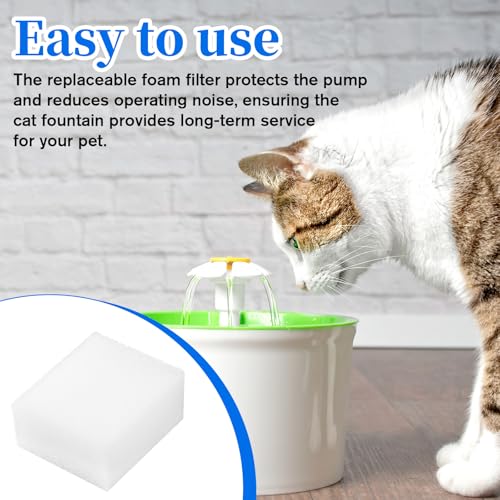 12 Pack Cat Fountain Filters Sponge Replacement Pet Fountain Pre-Filter Square Foam Sponges for 84oz/2.5L Cat Water Fountains, White