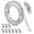 Hose Clamps, DIY 20 FT Metal Strap + 9 Fasteners, Hose Clamps Stainless Steel, Large Adjustable Hose Clamp Pipe Clamp for Pipe Automotive Mechanical Applications - size: 20 FT Metal Strap + 9 Fasteners