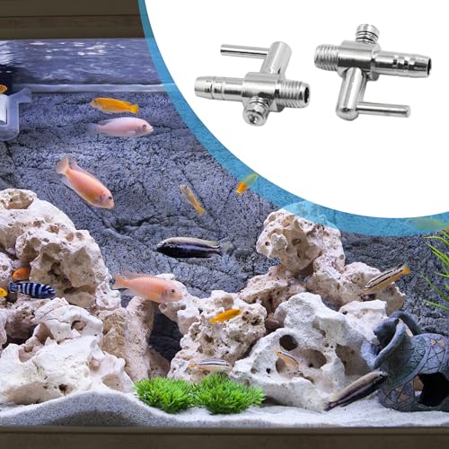 Air Pump Control Valve, Stainless Steel Single Way Air Valve Distributor for Aquarium Pump, 0.9x 0.84x 0.32inch (Silver Tone 6pcs)