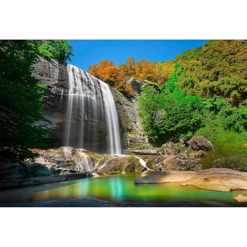 Waterfall Aquarium Background Natural Jungle Rainforest Landscape Terrarium Background Jungle Style Tranquil Stream Fish Tank Background Falls Forest Rocks Reptile Background Vinyl 24x12in - color: Brown Green, size: 24(W)x12(H)in