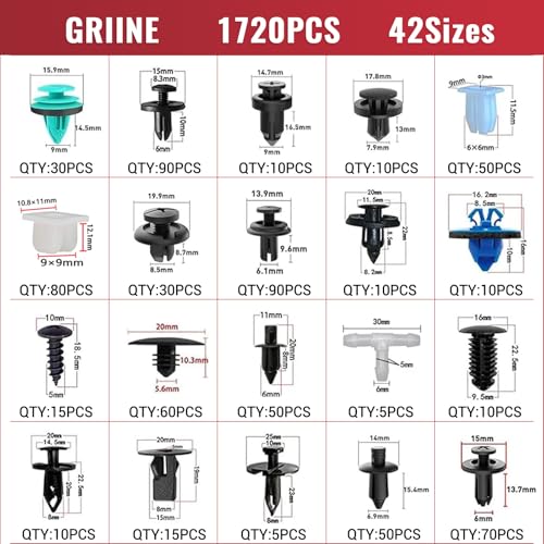 2041 Pcs Bumper Clips Car Retainer Clips & Auto Fasteners Assortment Plastic Push Rivets Fender Clips - 42 Most Popular Sizes Door Trim Panel Clip Set for Toyota GM Ford Honda Chevy - size: 2041 Pcs-for Multiple Brands