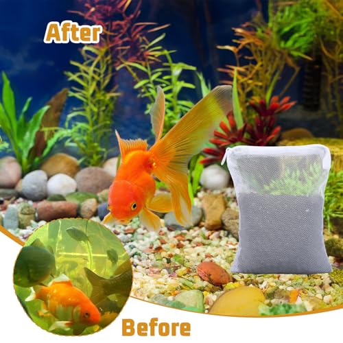 Grevosea 20 Pcs Aquarium Filter Media Bags, Fish Tank Coarse Mesh Bags 5.91 x 7.87 Inch Nylon Mesh Bag with Zipper for Activated Carbon Ceramic Rings Bio Balls Black & White