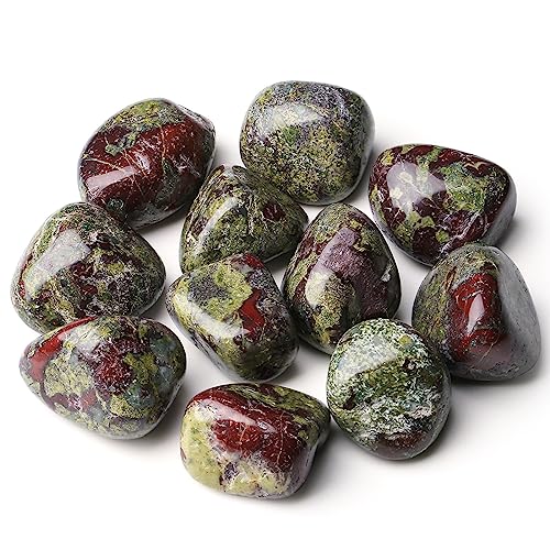 DUQGUHO Dragon Blood Stone Crystals Bulk Natural Irregular Polished Stones Tumbled Crystals Gemstone Rocks for Beginners Gift 200g - color: Blood Stone
