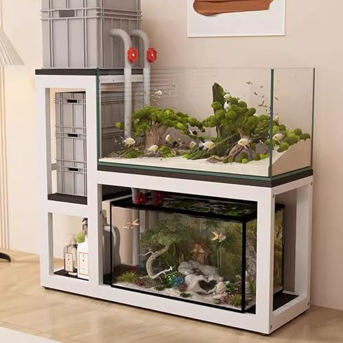 Metal Fish Tank Stand, Non-slip Pads, Multi-tiered Design, Sturdy Support(White A,100cm/39.4in) - color: White A, size: 100cm/39.4in