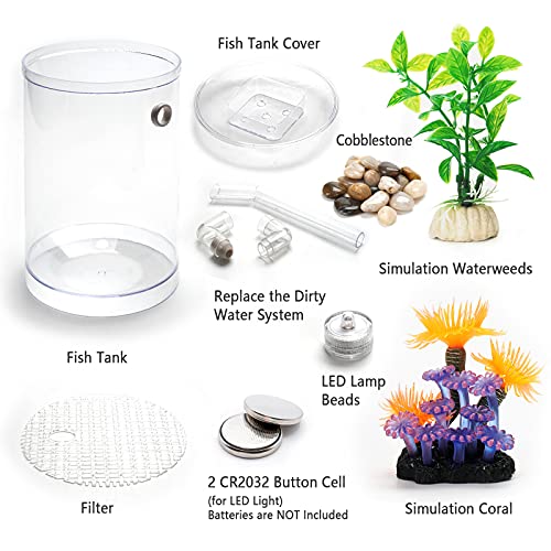Betta Fish Tank, 360 Aquarium with LED Light, 1 Gallon Fish Bowl, Small Fish Tank Starters Kit, Beta Fish Tank Aautomatic Cleaning as Desktop Decoration for Office Home Room Decor