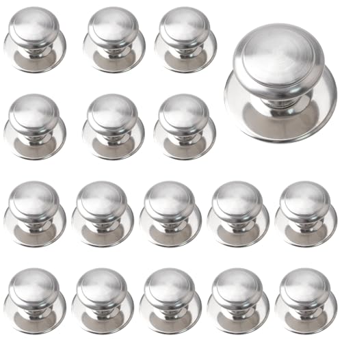 MOROBOR Stainless Steel Drawer Knobs, 16pcs Self-Stick Cabinet Handle Pulls, 1.18Inch Adhesive Sliding Door Handle with Mounting Screws for Glass Cupboard Drawer (Brushed Silver) - color: Brushed Silver-16PCS, size: 1.18Inch