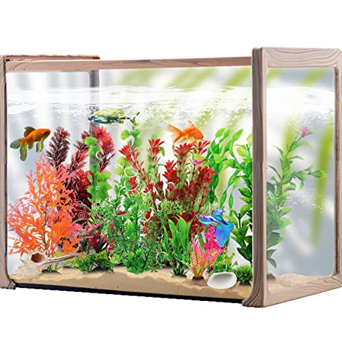 Fish Tank Accessories Aquarium Decorations Plants, 20pcs Fish Tank Decorations Plant, Fish Tank Decor, Aquarium Decor Plastic Plants, Small to Large