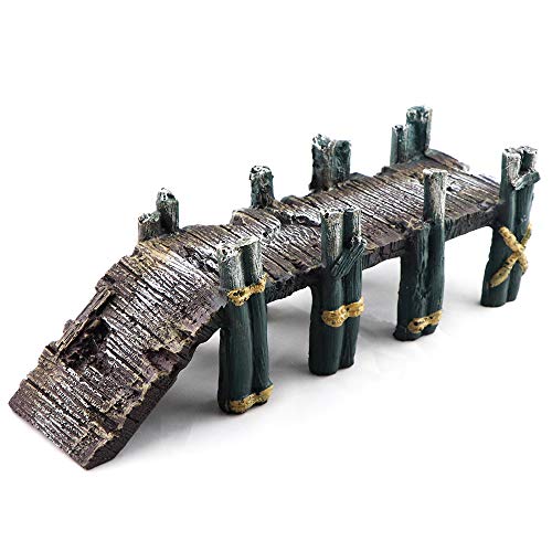 AQUA KT Aquarium Single-Plank Arch Bridge Drawbridge Rock for Cichlid Guppy Betta Glofish Fish Tank Landscape Decoration - color: Single Plank Bridge
