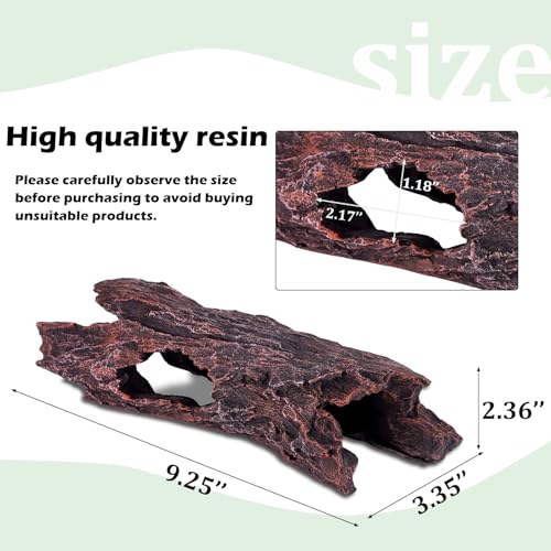 IBWell Aquarium Caves Decor Fish House for Betta Tree Log Hideout Tank Accessories Resin Simulated Hollow Trunk Reptile Shelter for Corn Snakes Lizards