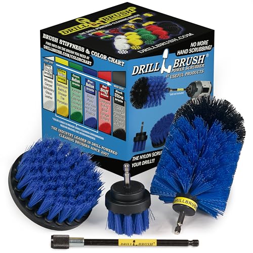 Aquatic All-Purpose Cleaning Brush Set - Medium Stiffness Blue Brushes - Long Reach Extension Attachment Kit - Aquarium Cleaning Products - Fish Tank Cleaner Brushes - Boat Scrub Brush - Hull Scrubber - color: Medium-blue