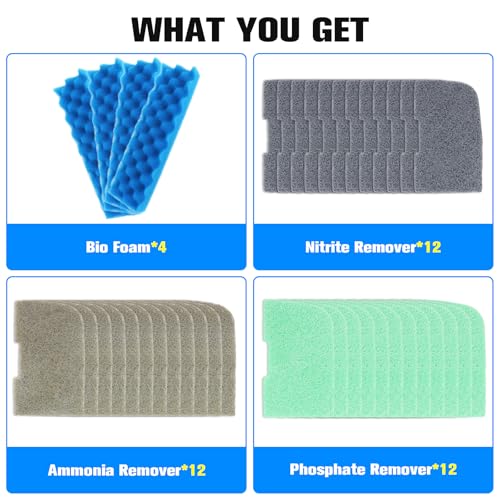 Filter Media compatible with Fluval 406/407, 40 PCS Replacement Parts Aquarium Filters includes Biological Sponge Foam, Ammonia Nitrite Phosphate Remover, Quick-Clear Polishing Pads - size: Basic Pack