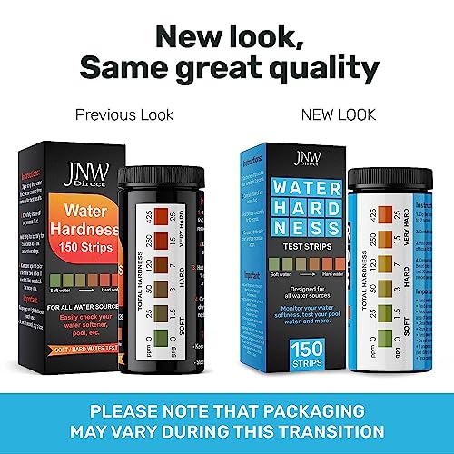 Water Hardness Test Kit - Quick and Accurate Water Hardness Test Strips - Hard Water Test Kit with eBook - Ultimate Test Kit for Water Hardness - 150 Water Softener Test Strips by JNW Direct