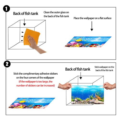 12 x 20 Inches Double Sided Fish Tank Background for Fish Tanks Aquarium Backgrounds,Polyester Aquarium Background Decorative Poster Paper Sticker Waterproof Fish Tank Wallpaper
