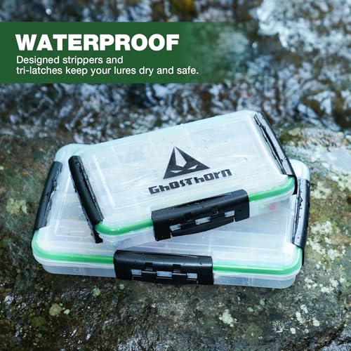Ghosthorn Fishing Tackle Box, Waterproof 3600 and 3700 Tackle Trays, Plastic Tackle Box Organizer with Removable Dividers Storage Lure Box for Lures 3 Packs (3700 * 3) - style: 3700*3