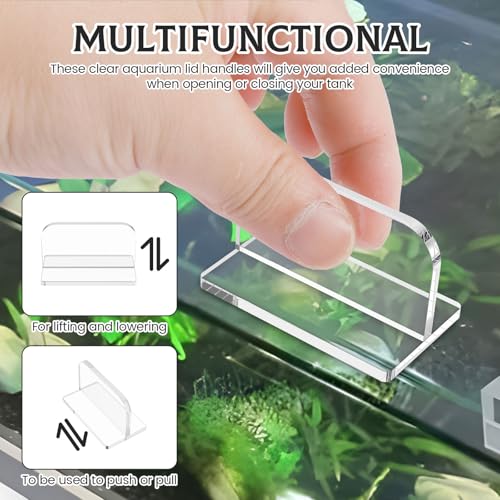 4 Pcs Transparent Aquarium Lid Handles with Adhesive, Acrylic Fish Tank Cover Handles, Transparent Fish Tank Lid Handle, Adhesive Tank Lid Replacement, Easy to Install for Aquarium Fish Tank Lid