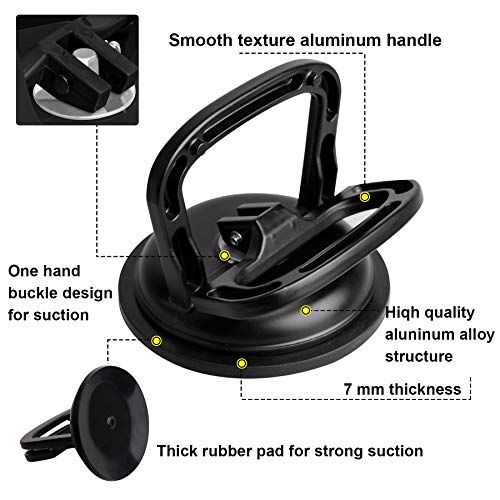 FCHO Glass Suction Cup Heavy Duty Aluminum Vacuum Plate Puller Handle Holder Hooks Duty Galss Lifting/Tile Suction Cup Lifter/Moving Glass/Pad for Lifting (Black, 2Pack) - color: Black