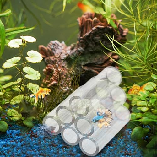 Aquarium Shrimp Cave - Clear Acrylic Breeding Habitat, Crystal Shelter Tube, Secure Aquatic Hideaway | Shrimp Breeding Tube for Small fishss Tank Environment - color: 6 Tubes