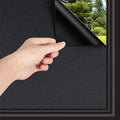 Total Blackout Window Film 100% Light Blocking Non Adhesive No Residue Removable Opaque Static Cling Privacy Glass Tint for Home Bedroom Darkening Heat Control (17.5 in x 6.56 Ft)