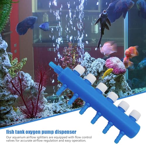Aquarium Air Tubing Valves – Air Pump Splitter Control, Adjustable Lever Distributor | Airline Tube Connectors Fittings For Fish Tank Bubblers, Aquatic Systems, Airs Flow Management And Oxygen Supply - color: 6 heads