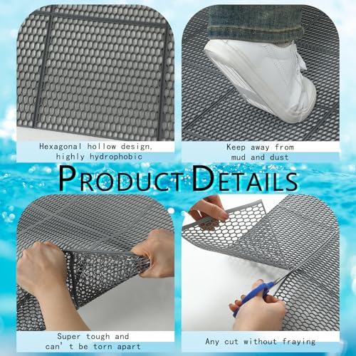 Tondiamo Pool Mat Non Slip Drainage Mats Swimming Pool Floor Deck Mats Rugs PVC Splash Mesh Hollow Doormat Roll for Outdoor Indoor Patio Restaurant Garage Kitchen Bathroom Safety(3 x 10 ft,Grey) - color: Grey, size: 120" x 36" (Rectangular)