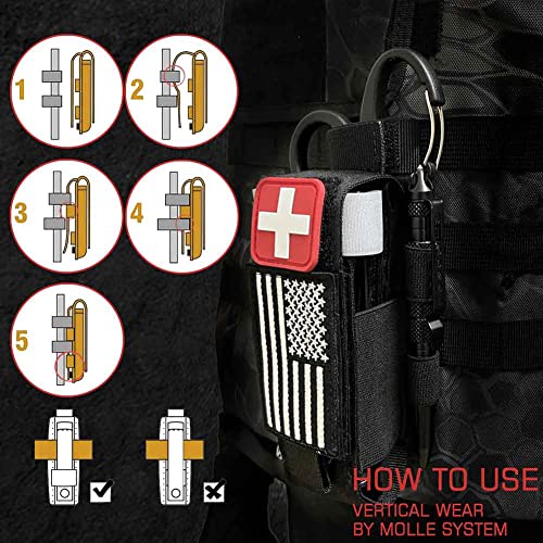 Upgrade 1000D Laser Cut Molle Tourniquet Holder, Heavy Duty Tactical Molle Tourniquet Pouch Holder - color: SET-BLACK