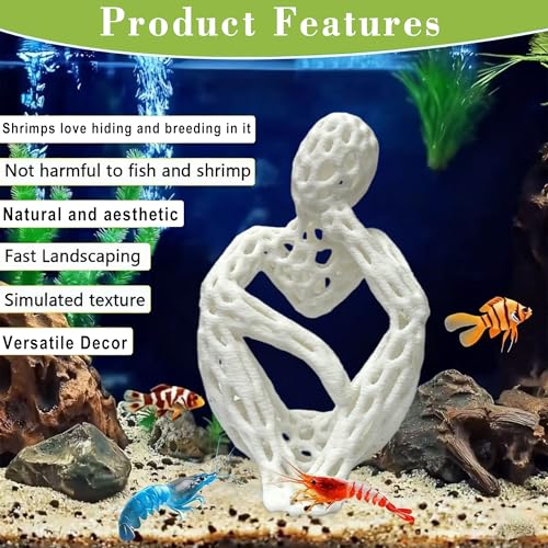 LIYAOLI Shrimp Hide Cave for Aquarium Sculpture Decor- Modern Shrimp Hiding Spots for Tank,3D Printed White Fish Tank Accessories Decorations, Safe Shelter for Shrimps/Betta/Turtles (White) - color: White