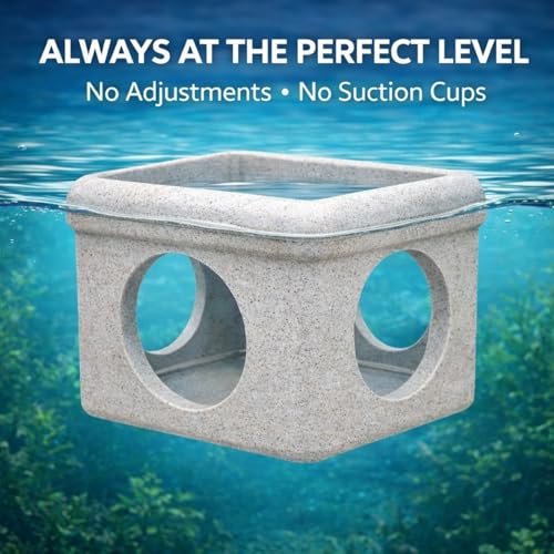 CPLIKE Marble Floating Betta Fish Hideout with Viewing Window & Round Holes – Floating Cave Hammock, Feeding Platform & Rest Tunnel – Betta Fish Shelter for Nano Tanks, Bowls & Small Aquariums - color: C: Grey