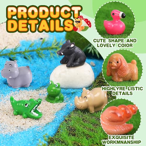 DWWPOO 70 Pcs Mini Resin Animals Tiny Animals Mini Ducks Garden Decor 70 Styles Tiny Resin Miniature Figurines Bulk for Dollhouse Slime Charm for Craft DIY Hide Crafts Decor Aquarium Toys