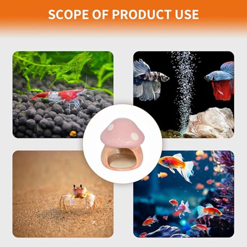 Fish Tank Decor, Cute Mushroom House Aquarium Decorations Accessory, Betta Bed Fish Tank Caves for Goldfish Shrimp Toad Hideout (Pink) - color: Pink
