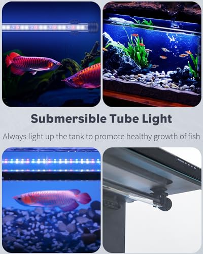 Pawfly 3 W Aquarium LED Light 7.5 Inch Underwater Fish Tank Light with Full Spectrum IP68 Waterproof White Blue Red Lights with Daytime & Night Mode Timer Auto On/Off and Adjustable Brightness - color: Basic (Timing Function), size: 7.5 Inch