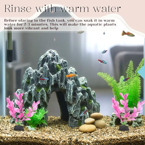 2 Pcs 4 Inch Small Aquarium Plants for Betta Fish Tank, Aquarium Plants Decorations Fish Tanks Plants Leaf Hammock Water Grass Decoration(Pink)