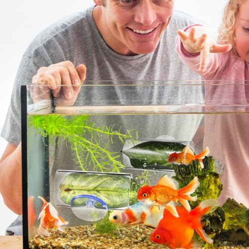 POPETPOP 2Pcs Betta Fish Acrylic Tube Tunnel : Suction Cup Aquarium Cave with Leaf Pad Cylindrical Aquarium Hideout for Breeding Resting, 3.14X1.57X1.57in