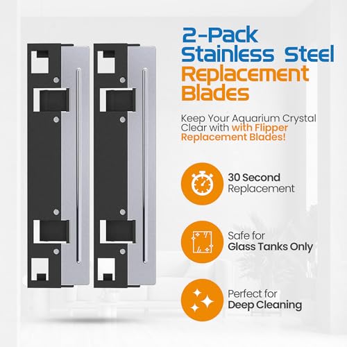 Flipper Nano Aquarium Algae Scraper for Fish Tank Cleaning Kits – Stainless Steel Replacement Blades for Glass Tanks – Aquarium Cleaner Blades, 2 Pack - style: Nano