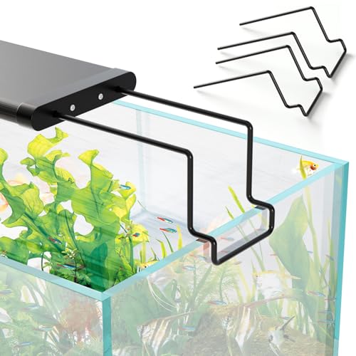 WooFog 2 Pcs Aquarium Light Riser for Rimmed/Rimless Tanks, Aquarium Light High Holder Bracket, Steel Fish Tank Light Extenders Stands for LED, Light Riser for Aquarium -Black (Width 3 inch)
