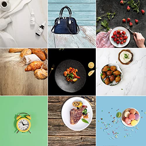 Large 24x24in Photo Backdrop Board: 9PCS 18Patterns Product Photography Backdrops for Food Jewelry, Background Table Top Small Shooting Kit - color: Blue Pink Black