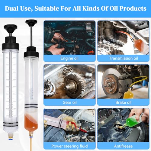 Gisafai 500cc Fluid Extractor Automotive Pump Manual Oil Extractor Pump Syringe for Gasoline Hand Cleaner for Power Steering, Hydraulic Fluid(Black) - color: Black, size: 500cc