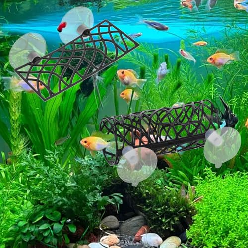 2 Pcs Betta Fish Toys, Betta Fish Tank Accessories, Aquarium Decor Swim Tube Hollow Cave Tunnel Hammock Hideout Shelter Toy with 4 Pcs Suction Cups for Guppies Small Fishes Shrimp (Black)