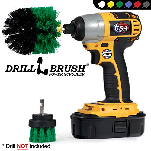 2 Piece Green Medium Stiffness Drill Rotary Cleaning Drillbrushes for Cleaning Kitchen, Cabinet, Counter, Linoleum, and General Purpose Scrubbing by Drillbrush - color: Green
